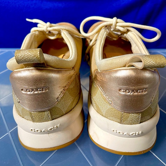 Coach Cream Sneakers with Chunky Sole and Soft Suede Upper - Picture 5 of 8